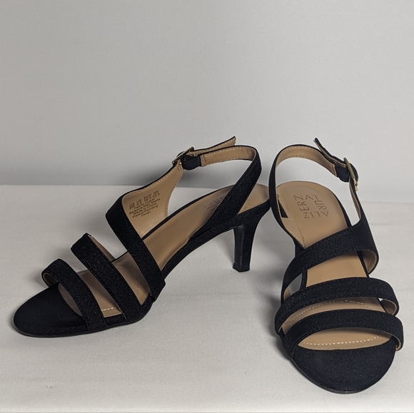 NEW Naturalizer Womens Taimi Adjustable Evening Sandals Sz 8 black metallic - Picture 2 of 4